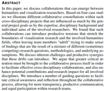 Risk the drift! Stretching disciplinary boundaries through critical collaborations between the humanities and visualization