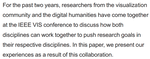 Visualization and the Digital Humanities: Moving Toward Stronger Collaborations